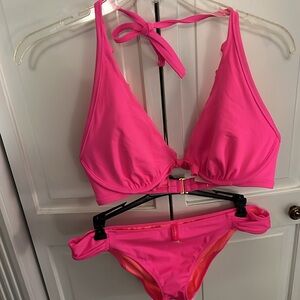 Pink bikini top and bottom